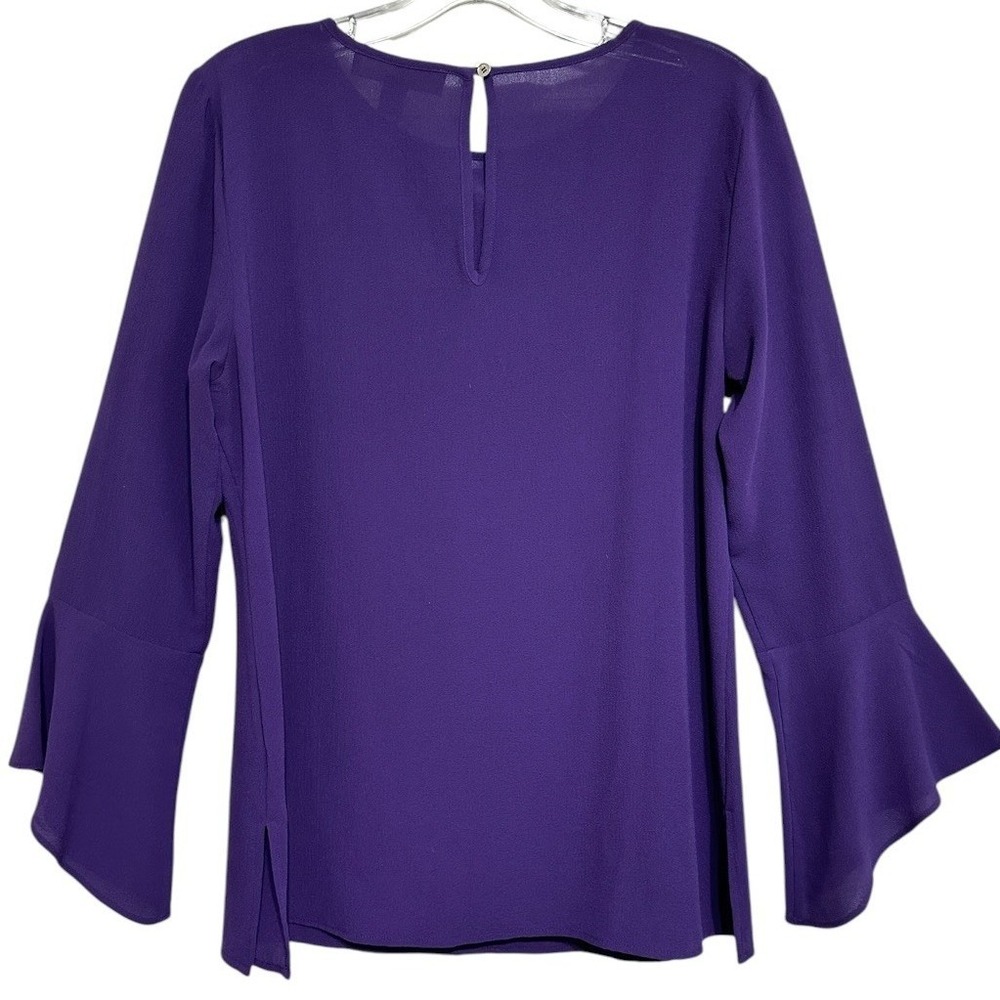 Michael Michael Kors Blouse Women Purple Bell Sleeve Keyhole Back Elegant Chic S